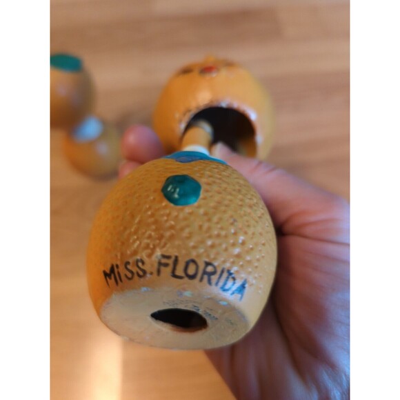 Mr. & Miss Florida Oranges Vintage Souvenir Bobble Heads Japan Kissing Magnetic - Picture 4 of 14